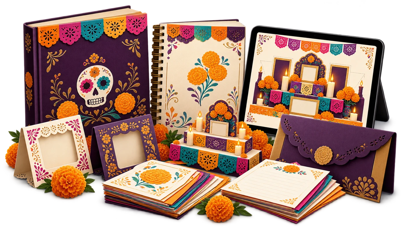 Kit Mi Ofrenda Digital con guías, plantillas, tarjetas, portarretratos y mini altar imprimible